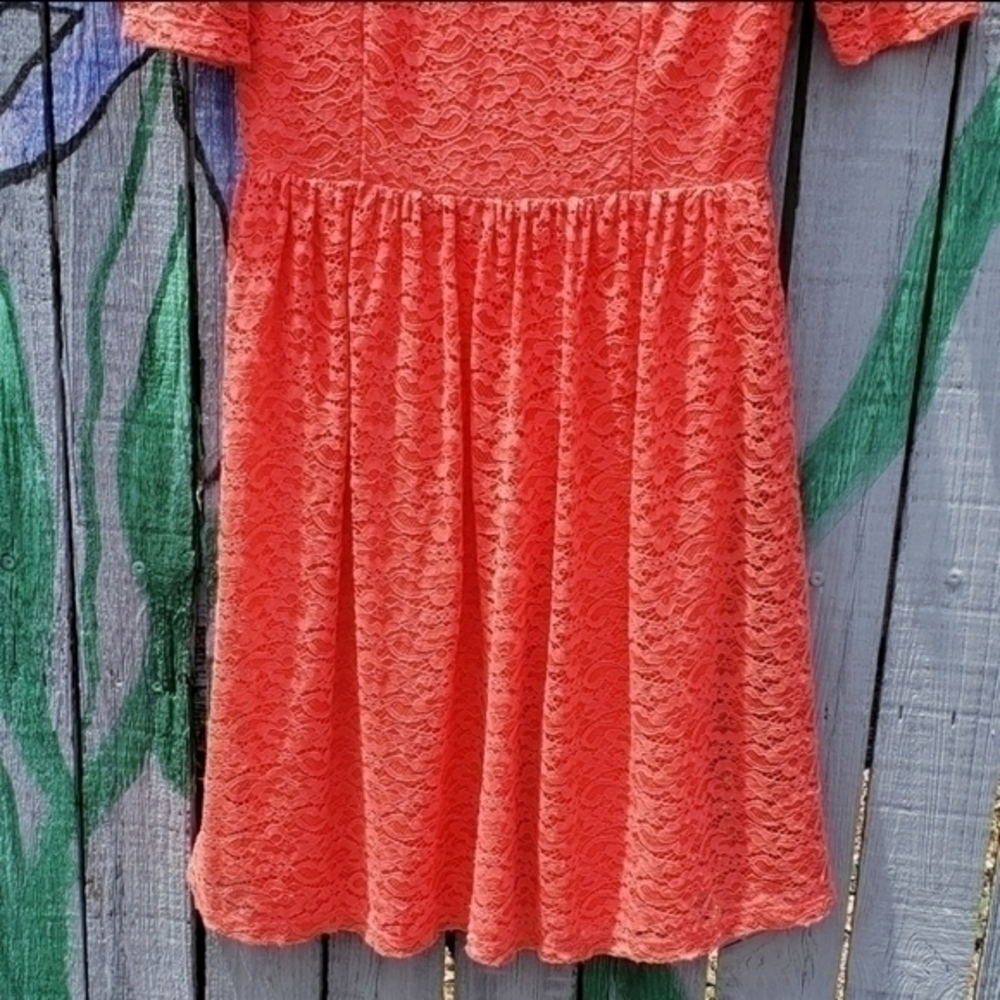 Jessica Simpson Coral Scoop Lace Mini Cocktail Dress Size 10 - Picture 7 of 11
